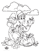 Thanksgiving Turkey And Man Coloring Sheet