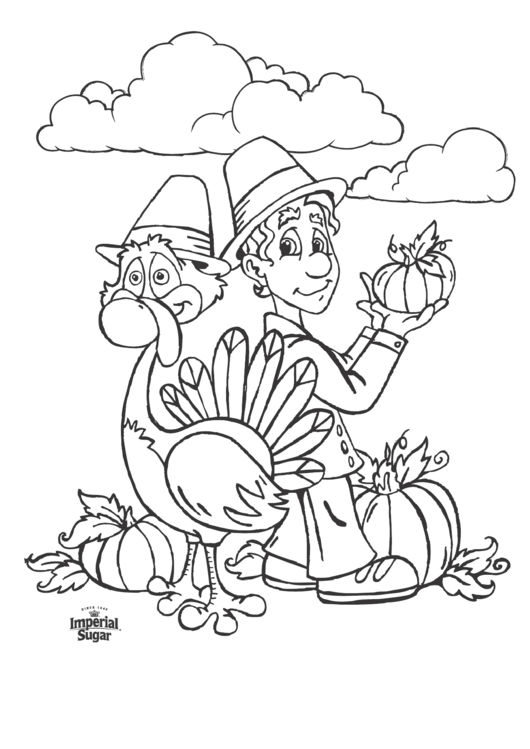 Thanksgiving Turkey And Man Coloring Sheet Printable pdf