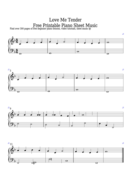 Love Me Tender Piano Sheet Music Printable pdf