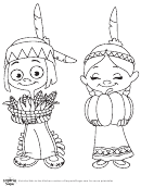 American Indian Boy And Girl Coloring Sheet