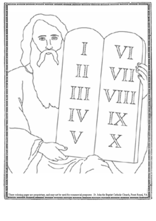 Moses And The Ten Commandments Coloring Sheet Printable pdf