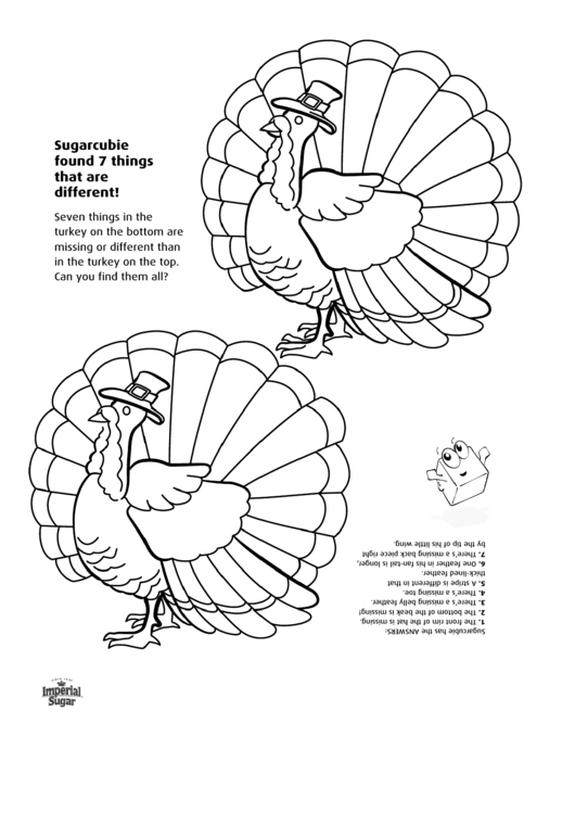 Find The Differences In The Turkey Activity Sheet With Answers Printable pdf