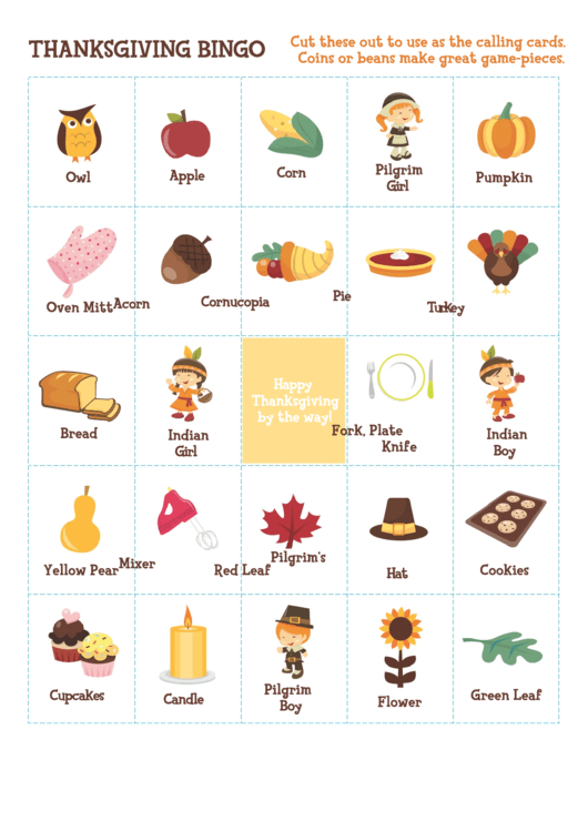 Thanksgiving Bingo Template Printable pdf