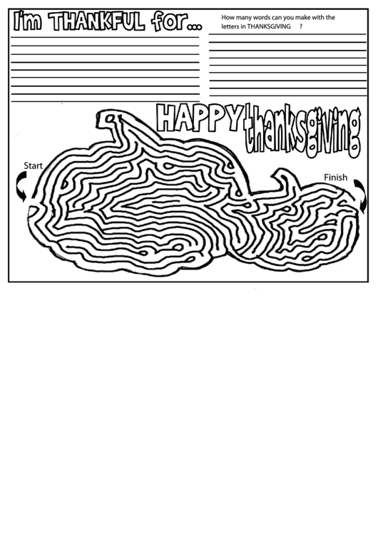 Thanksgiving Maze Activity Sheet Printable pdf