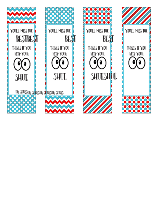 Dr. Seuss Quotes Bookmarks Template Printable pdf