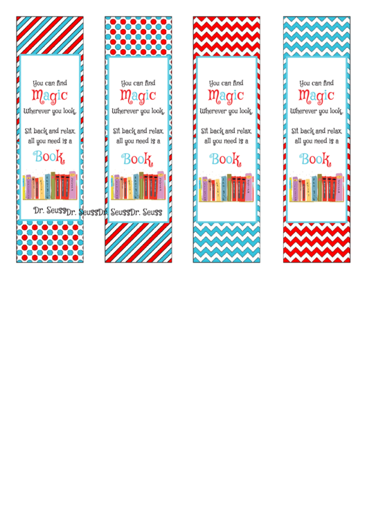 Dr. Seuss Quotes Bookmarks Template Printable pdf