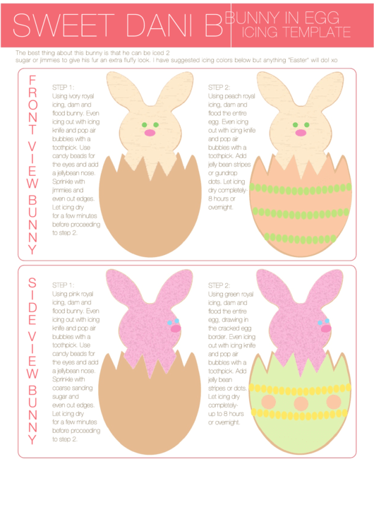 Easter Bunny In Egg Cookie Template Printable pdf