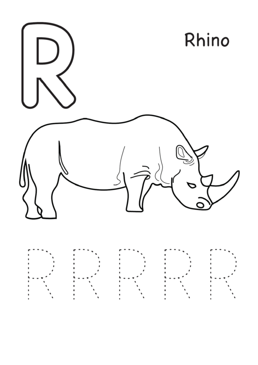 R Is For Rhino Color Sheets For Preschool Printable pdf