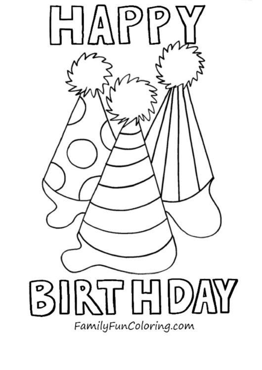 3 Caps Happy Birthday Coloring Sheets Printable pdf