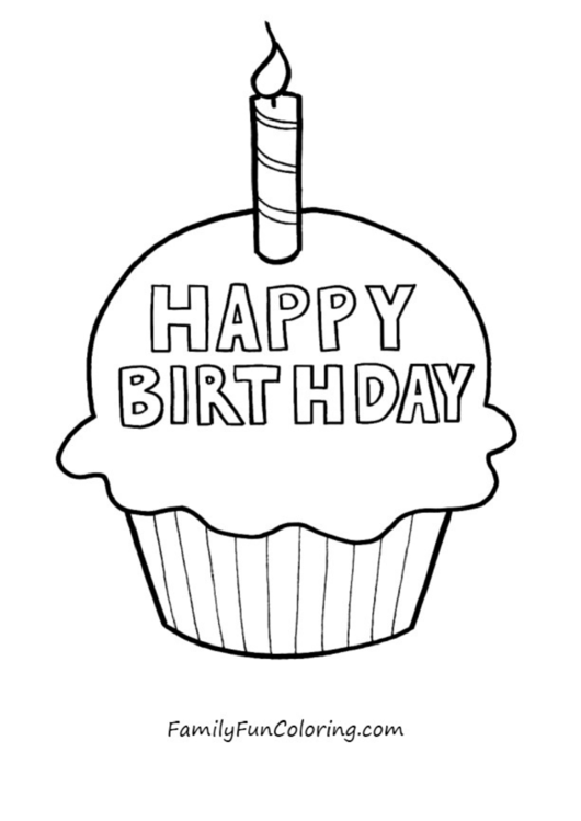 Cupcake Happy Birthday Coloring Sheets Printable pdf