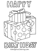 Three Gift Boxes Happy Birthday Coloring Sheets
