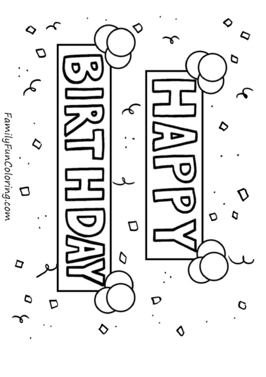 Banner Happy Birthday Coloring Sheets Printable pdf