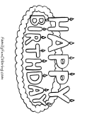 Cake Top Happy Birthday Coloring Sheets