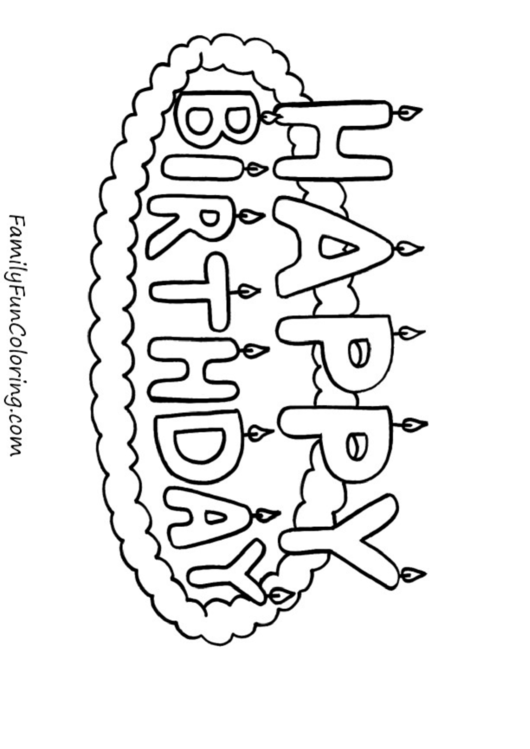 Cake Top Happy Birthday Coloring Sheets Printable pdf