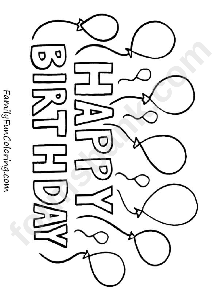 Baloons Happy Birthday Coloring Sheets
