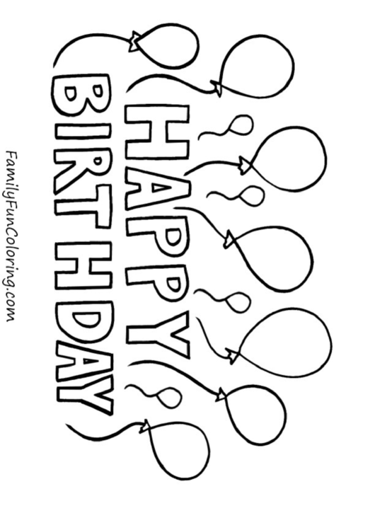 Baloons Happy Birthday Coloring Sheets Printable pdf
