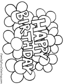 Flower Baloon Happy Birthday Coloring Sheets