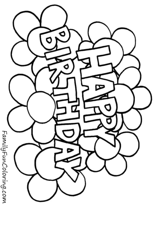 Flower Baloon Happy Birthday Coloring Sheets Printable pdf