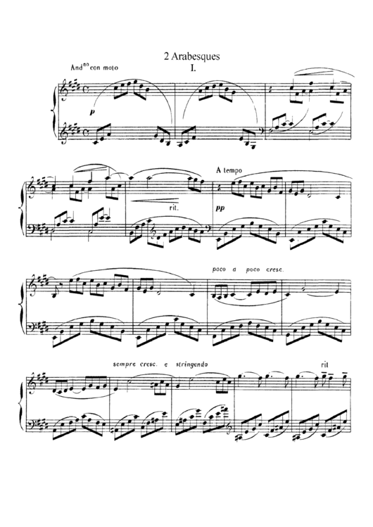 Claude Debussy - Arabesque No1 Sheet Music Printable pdf