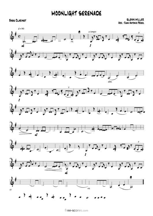 Glenn Miller - Moonlight Serenade Clarinet Sheet Music Printable pdf