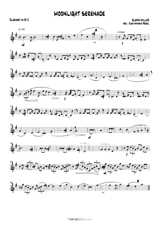 Glenn Miller - Moonlight Serenade Clarinet In Bb 2 Sheet Music Printable pdf