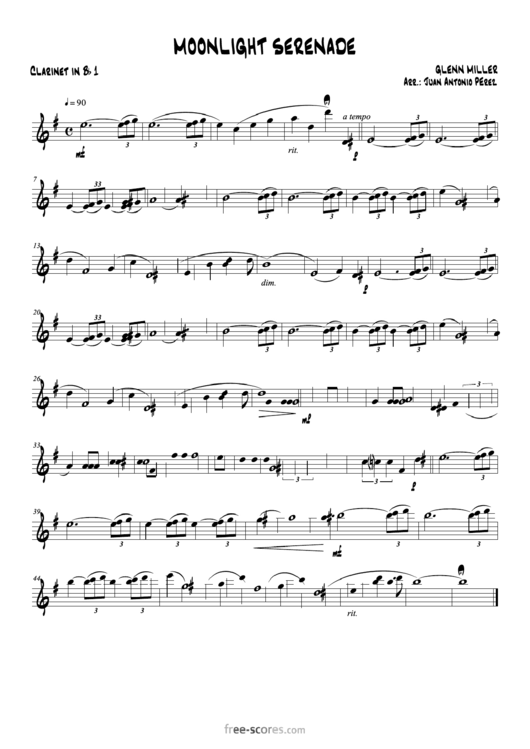 Glenn Miller - Moonlight Serenade Clarinet In Bb 1 Sheet Music Printable pdf
