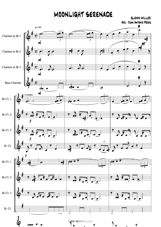 Glenn Miller - Moonlight Serenade Clarinet Sheet Music Printable pdf