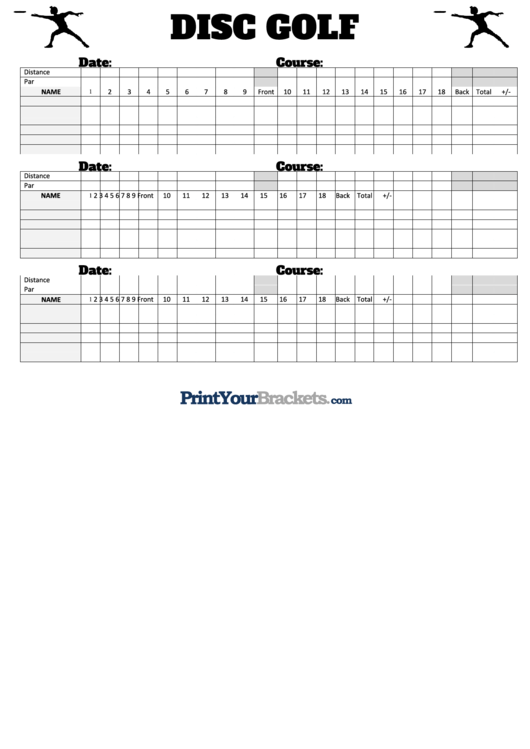 Disc Golf Scoring Sheet Printable pdf