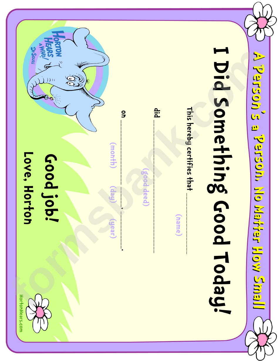 I Did Something Good Today Certificate