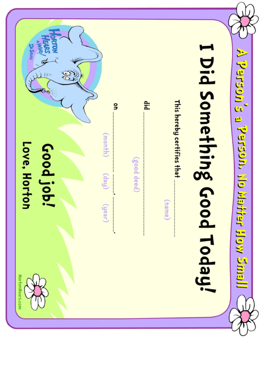 I Did Something Good Today Certificate Printable pdf