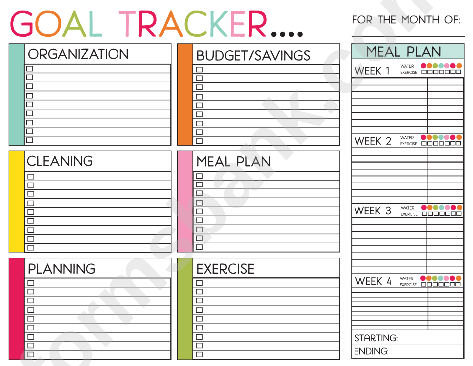 Goal Trackers Template - Colorful