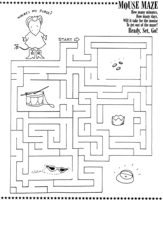 Mouse Maze Game Template Printable pdf
