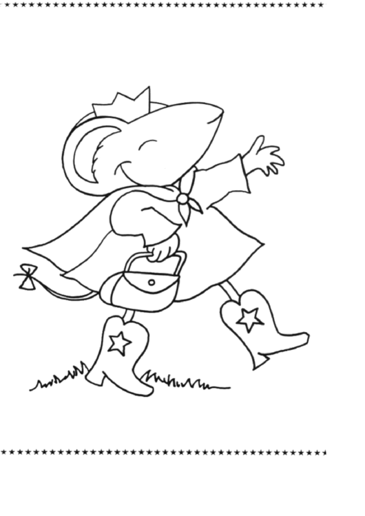 Mouse In A Crown And Boots Coloring Sheet