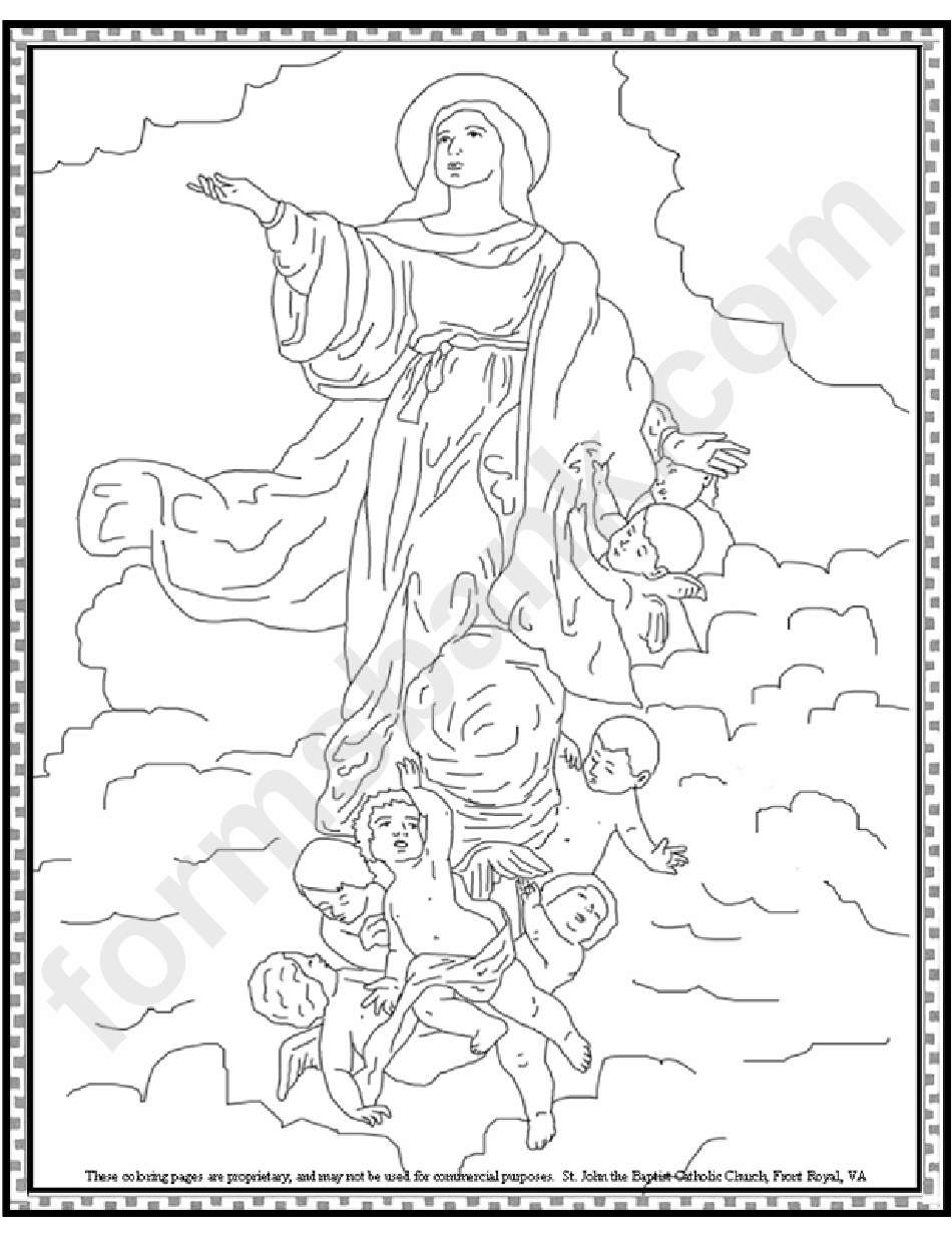 The Assumption Of Our Lady Into Heaven Coloring Sheet