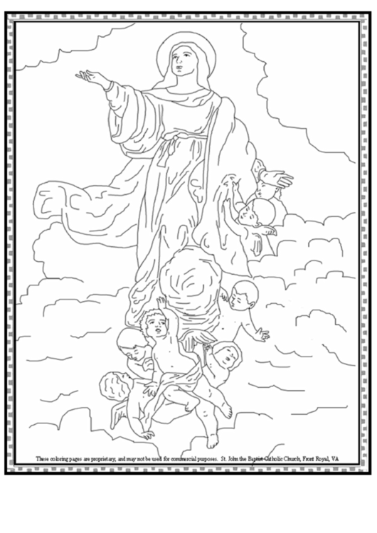 The Assumption Of Our Lady Into Heaven Coloring Sheet Printable pdf
