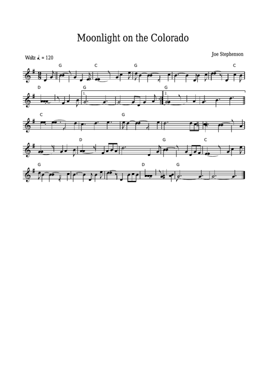 Joe Stephenson - Moonlight On The Colorado Sheet Music Printable pdf