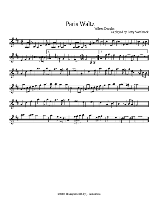 Wilson Douglas - Paris Waltz Sheet Music Printable pdf