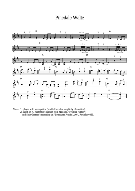 Pinedale Waltz Sheet Music Printable pdf