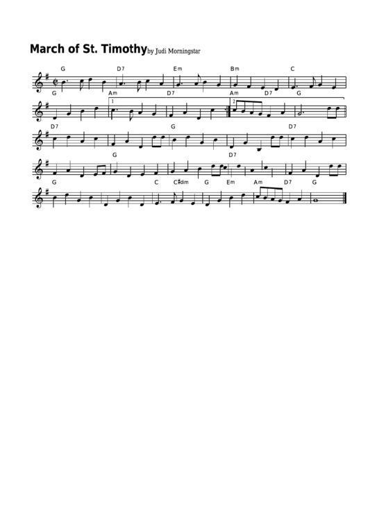 Judi Morningstar - March Of St. Timothy Sheet Music Printable pdf