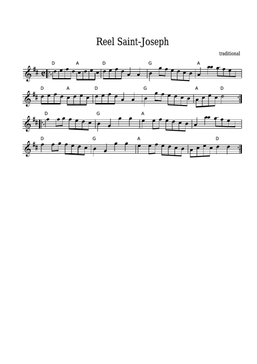 Traditional - Reel Saint-Joseph Sheet Music Printable pdf