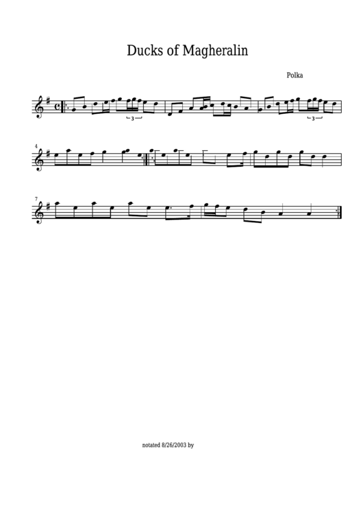 Ducks Of Magheralin Polka Sheet Music Printable pdf