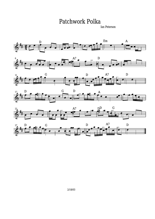 Ian Peterson - Patchwork Polka Sheet Music Printable pdf