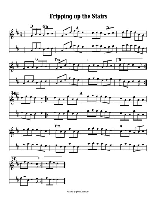 Tripping Up The Stairs Sheet Music Printable pdf