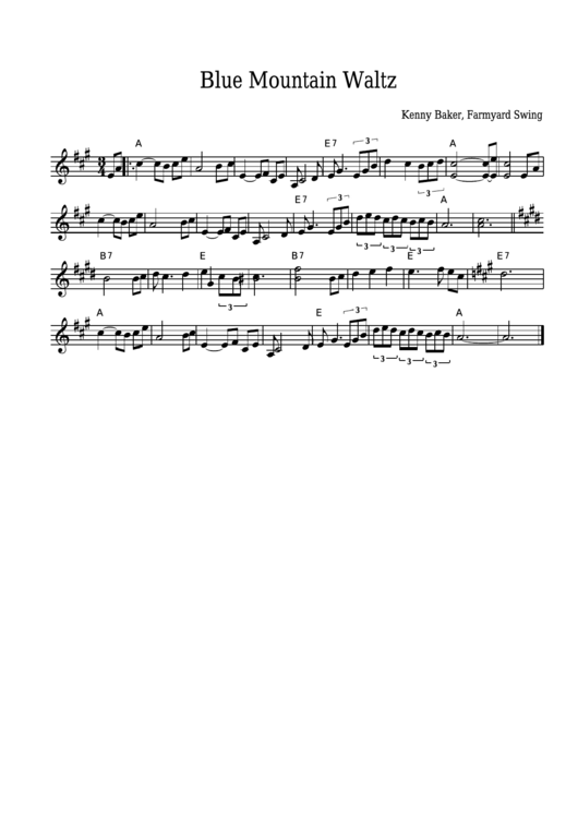 Kenny Baker - Blue Mountain Waltz Sheet Music Printable pdf
