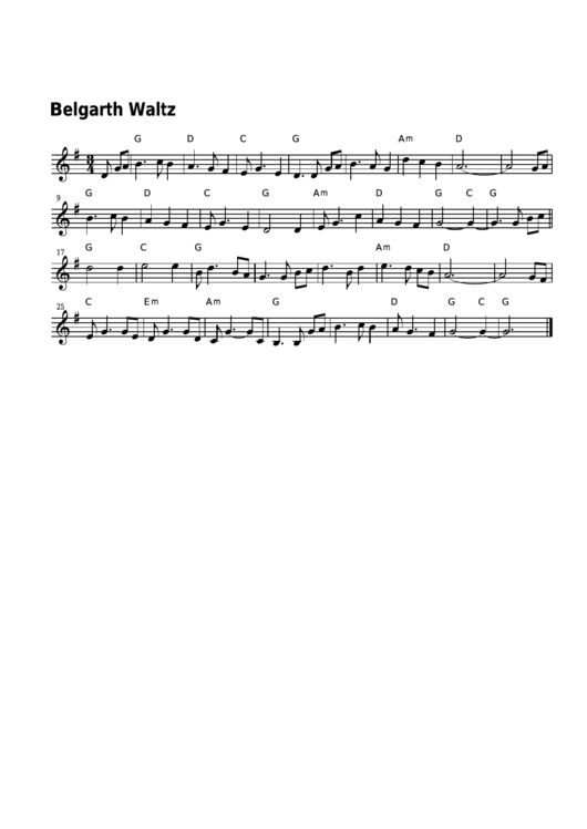 Belgarth Waltz Sheet Music Printable pdf