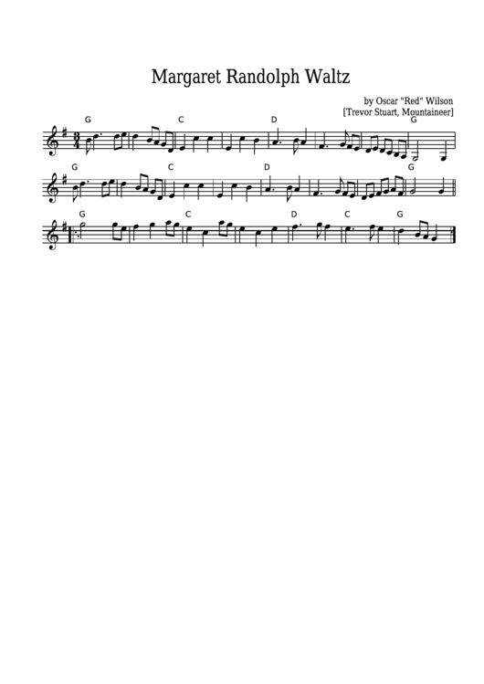 Oscar Wilson - Margaret Randolph Waltz Sheet Music - Trevor Stuart, Mountaineer Printable pdf