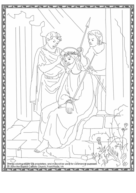 The Crowning With Thorns Jesus Coloring Sheet Printable pdf