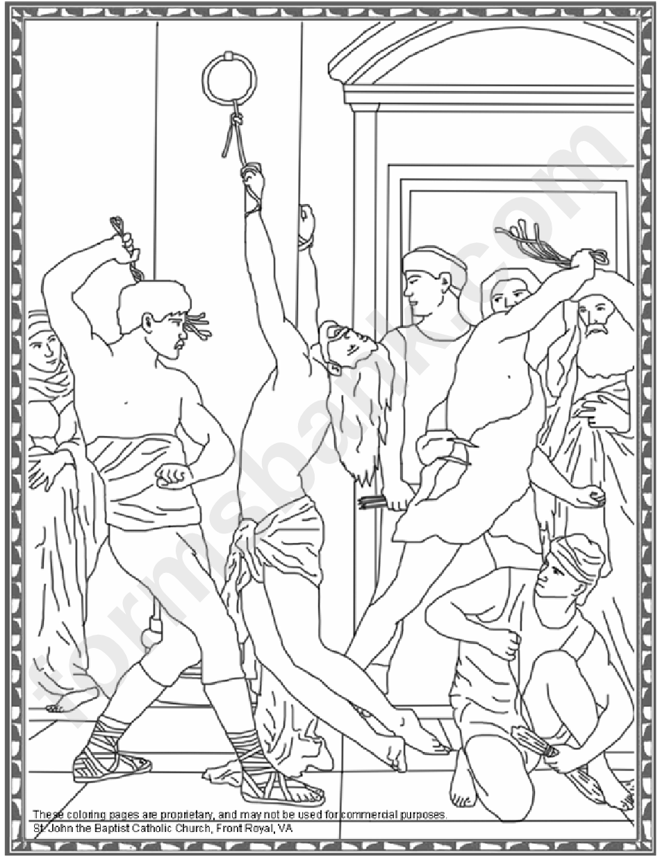 The Scorging Of Jesus At The Pillar Coloring Sheet