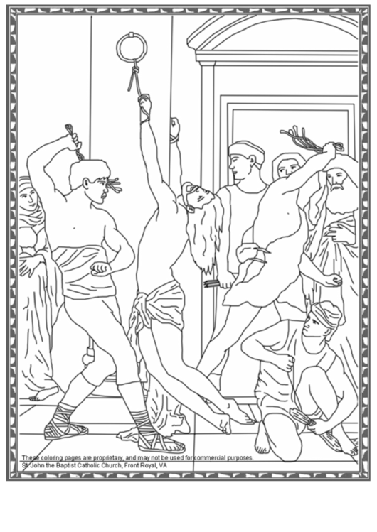 The Scorging Of Jesus At The Pillar Coloring Sheet Printable pdf