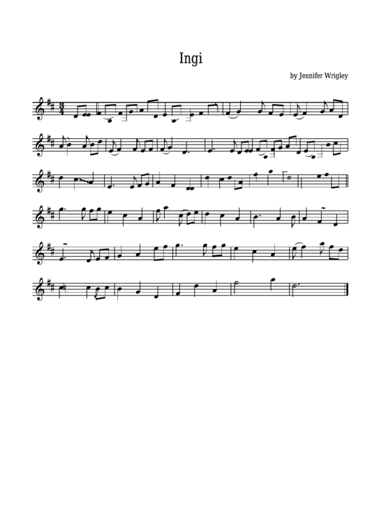 Jennifer Wrigley - Ingi Sheet Music Printable pdf